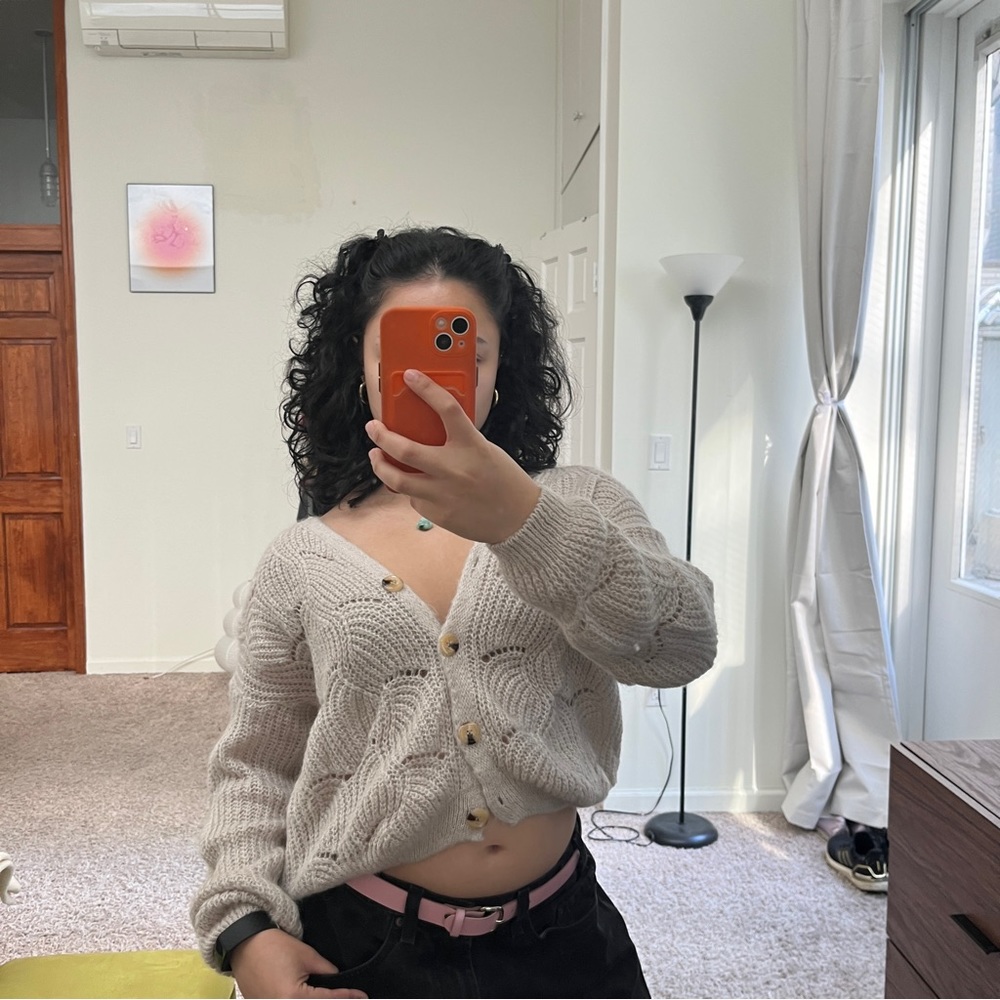 Beige button down cardigan